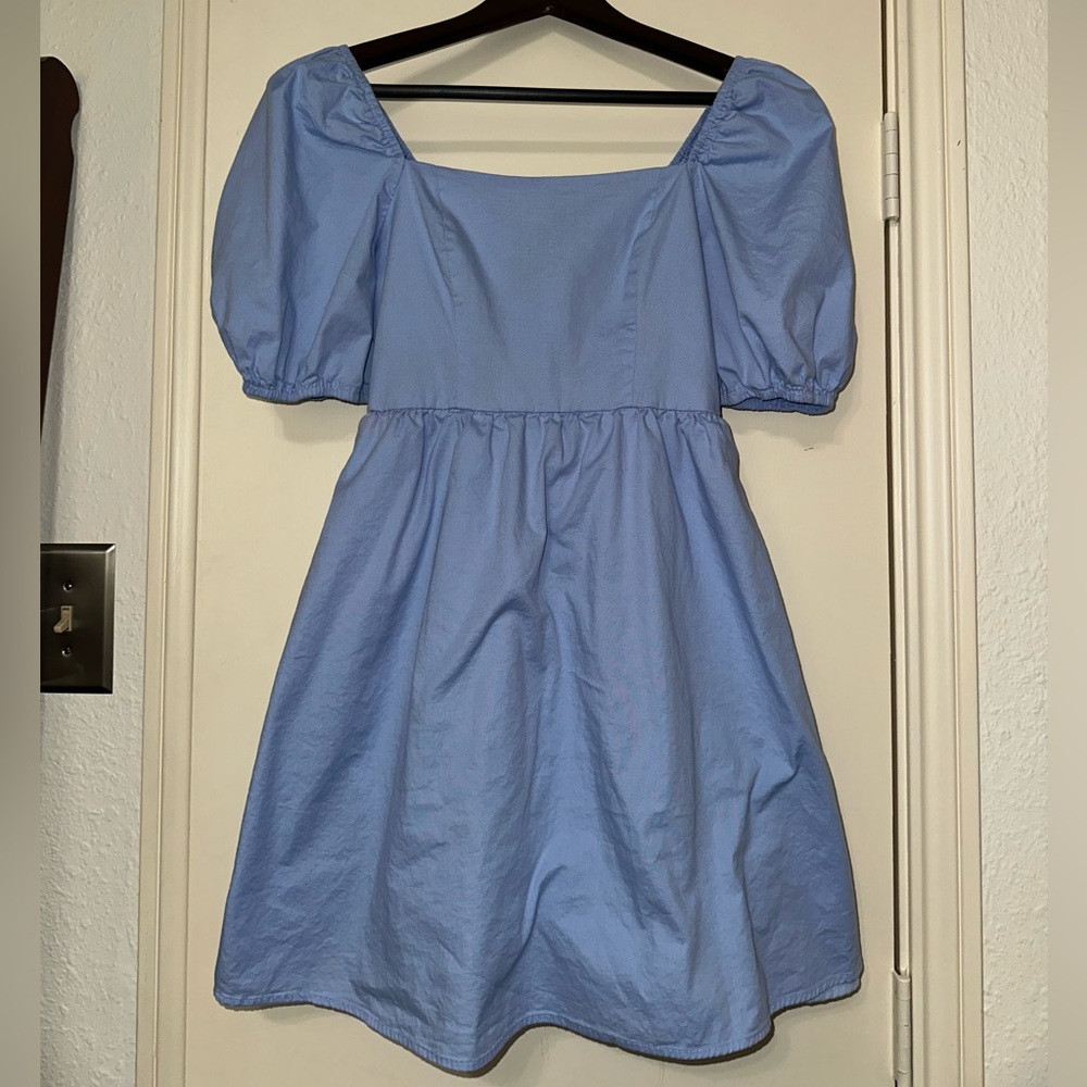 Copper Key Square Neck Puff Sleve Dress